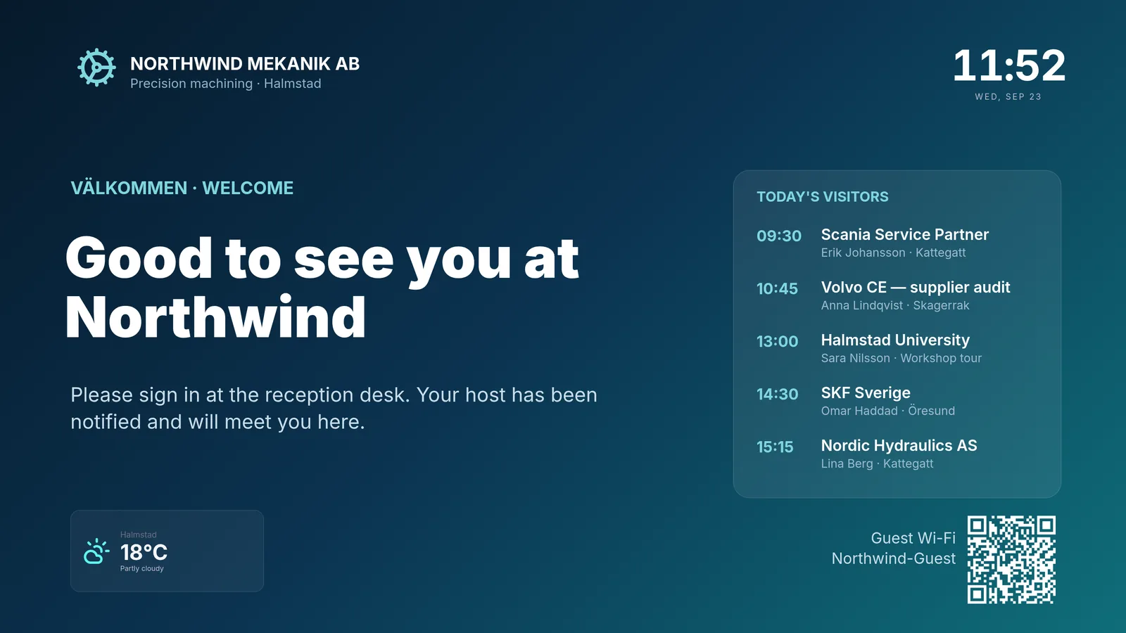 A finished jboard reception screen playing on a TV
