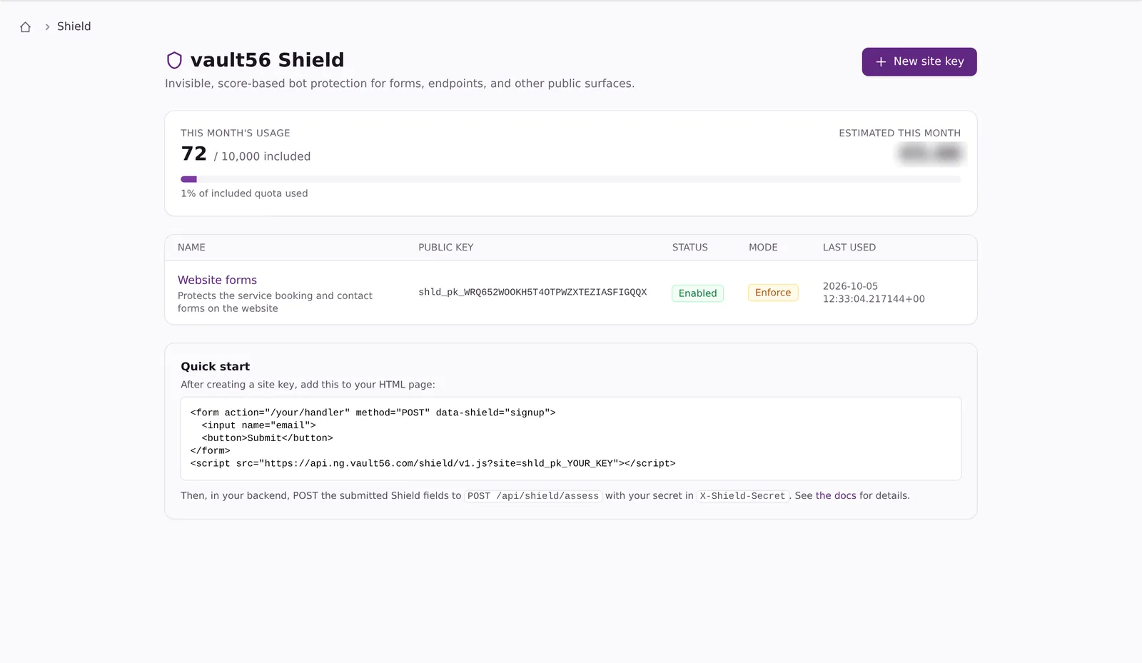 vault56 Shield protection settings and blocked attempts
